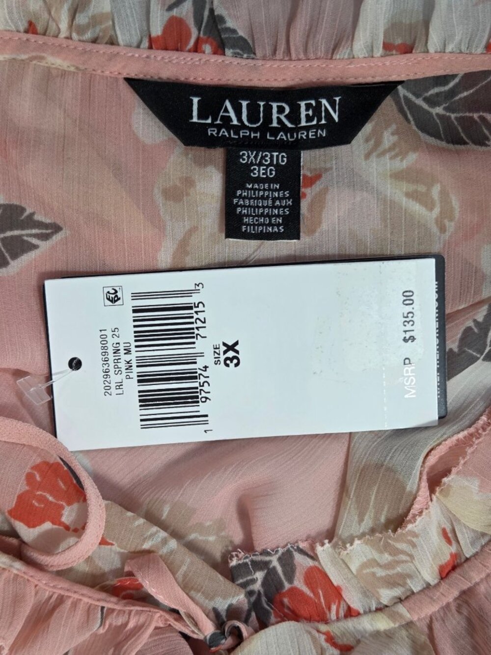 Lauren Ralph Lauren Plus Size Floral Ruffle-Trim Georgette Blouse - Picture 3 of 6
